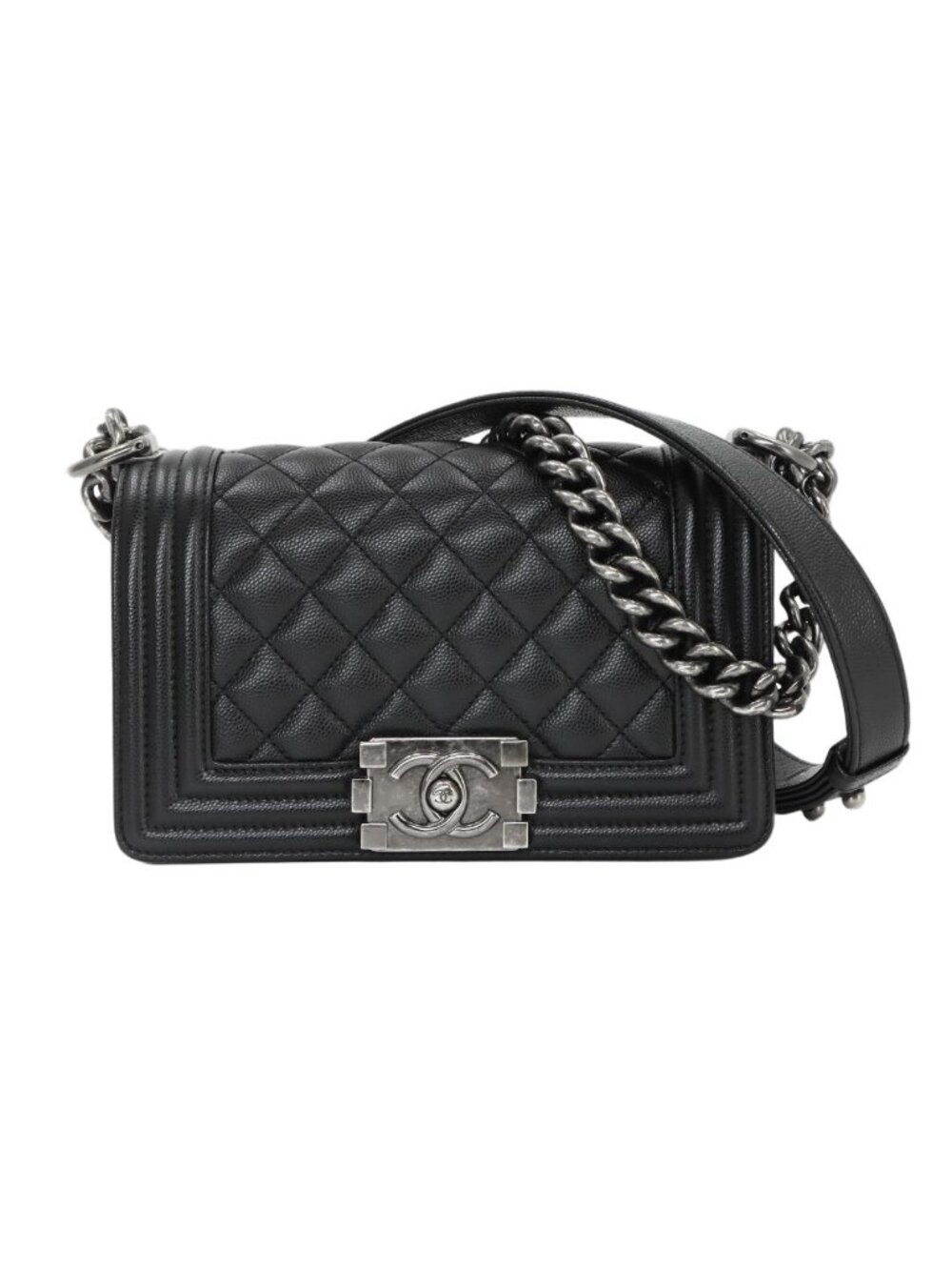 Chanel Boy Small Chain Shoulder Bag Caviar Leather Black